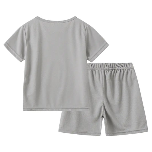 #SummerVibes Boys' 6-Piece Sporty Chic Summer Outfit Set, Kids Clothing Boys, Elastic Loose Cut Solid Color Short Sleeves & Casual Wear Shorts, Boys Clothing, Elastic Waist