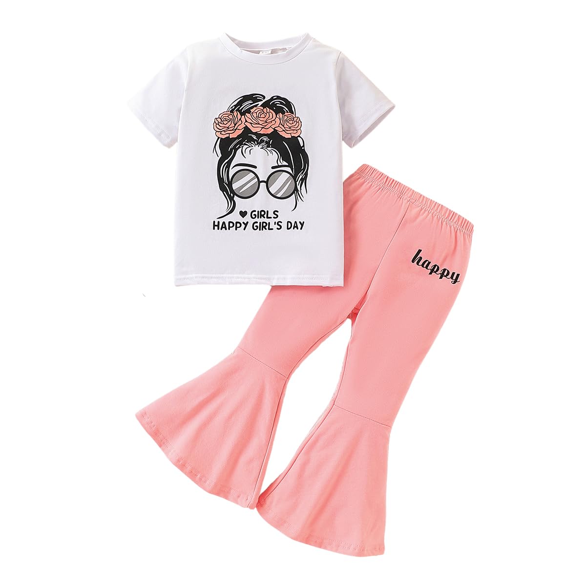 Azmxynol Tween Girl Clothes Short Sleeve Top + Butterfly Design Jeans 2 Pieces Spring Summer Outfit Set, Size 6-16 Years