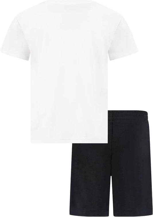 Reebok Boys 2 Piece Knit Logo Short Set, White, 3T