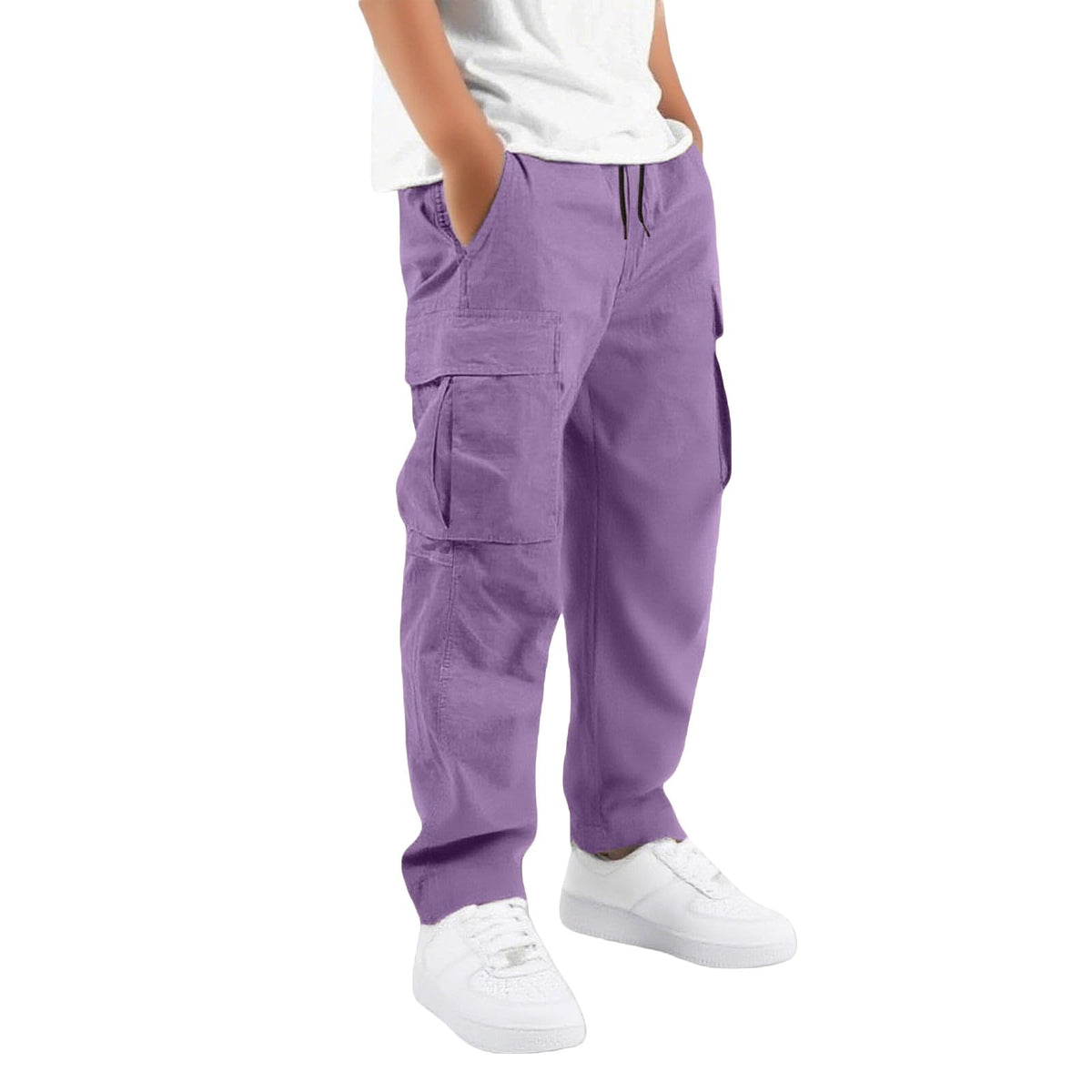 Boys Cargo Pants Kids Baggy Hiking Jogger School Uniform Pants 5-16 Years