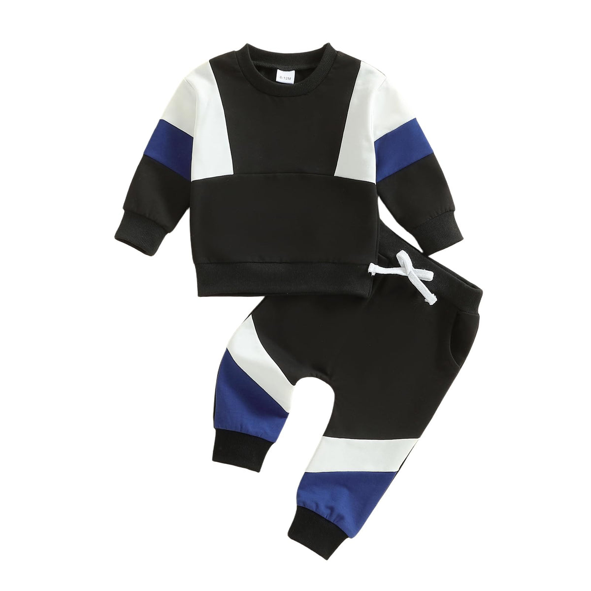 Kupretty Toddler Baby Boy Clothes Color Block Sweatshirt Pants Set