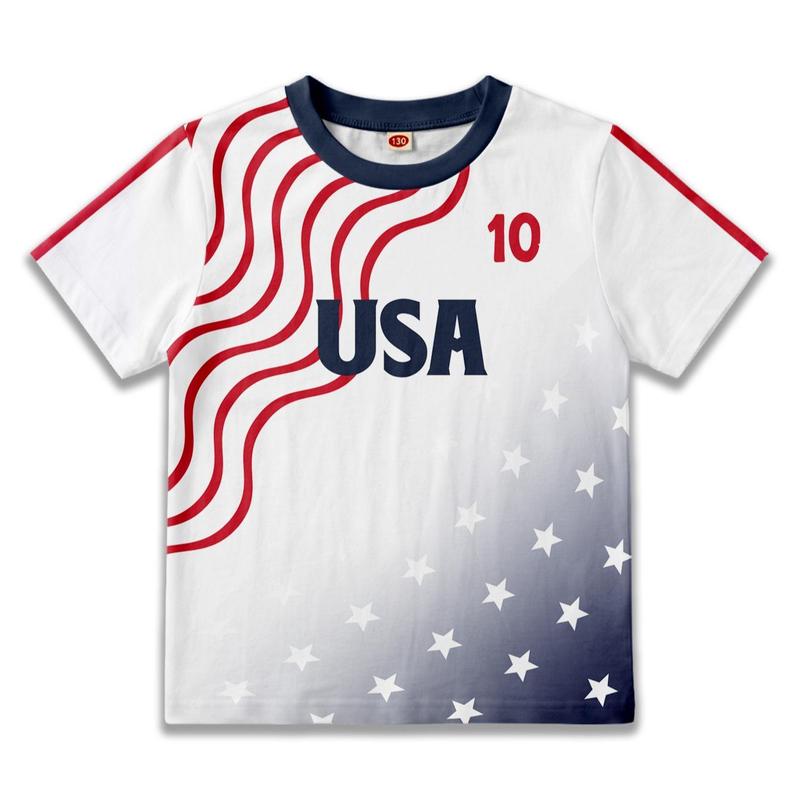 Kids Soccer T-shirt Boys Girls Summer Tee Sport Fans Casual Top Country Graphic Print Tshirt Graphic Printed Tees Cool Graphic Tee