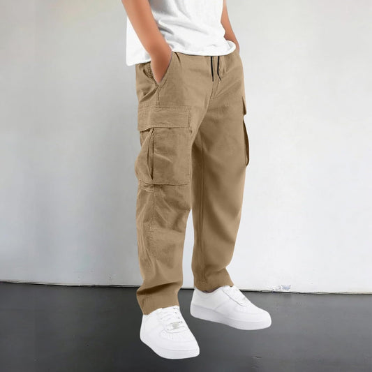 Boys Cargo Pants Kids Baggy Hiking Jogger School Uniform Pants 5-16 Years