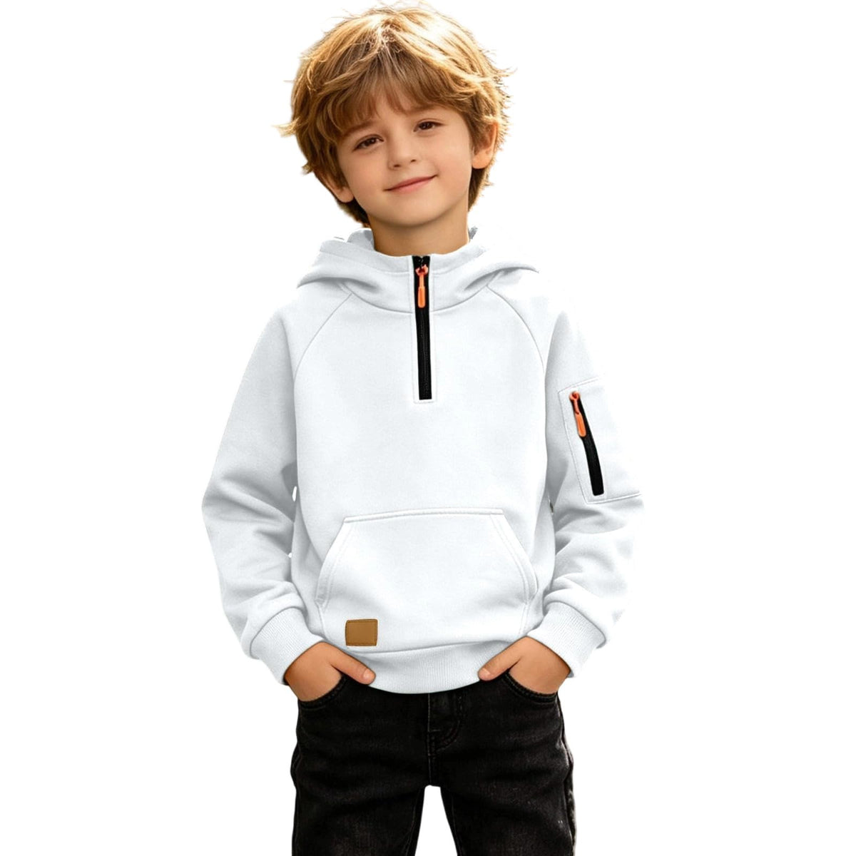 Boys Hoodies Quarter Zip Long Sleeve Pullover Hooded Sweatshirt 2026 Kids Fall Winter Teen Boy Clothes 4-15 Years