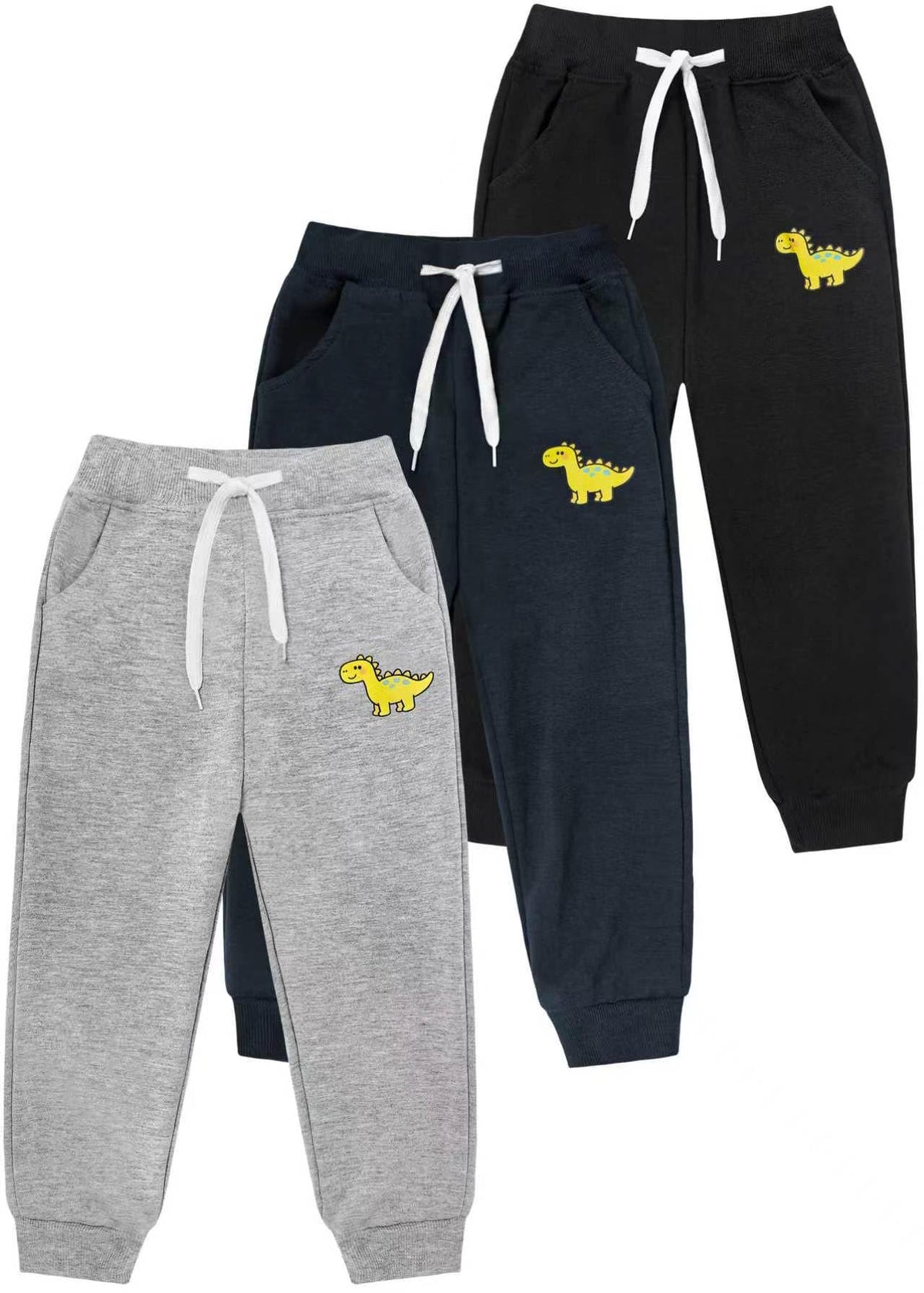 VOGRYE Boys Sweatpants 3 Pack Jogger Pants with Pockets Drawstring Waist