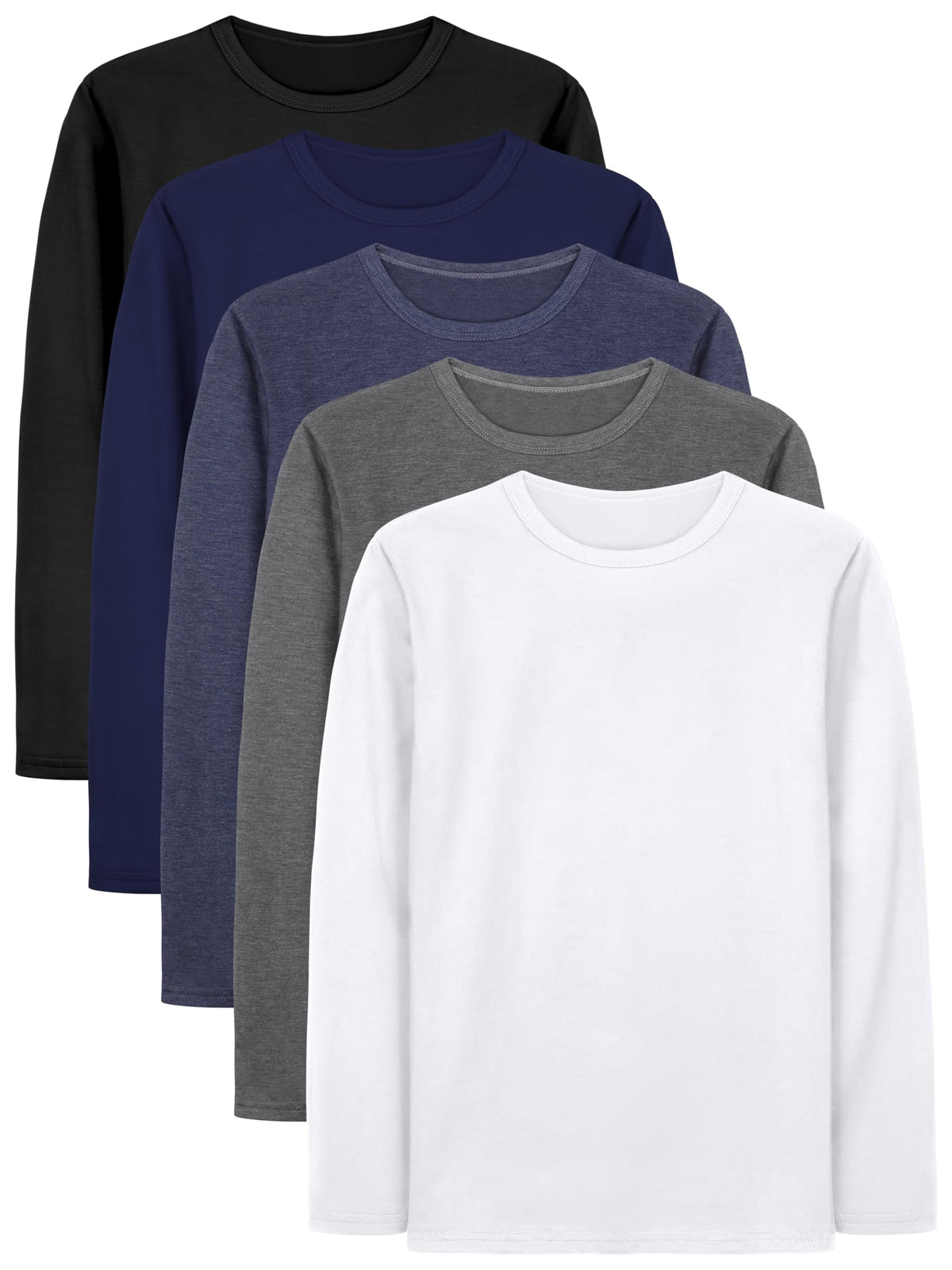 Cooraby 5 Pack Boy and Toddlers Long Sleeve Shirts Kids Top Tees Shirts