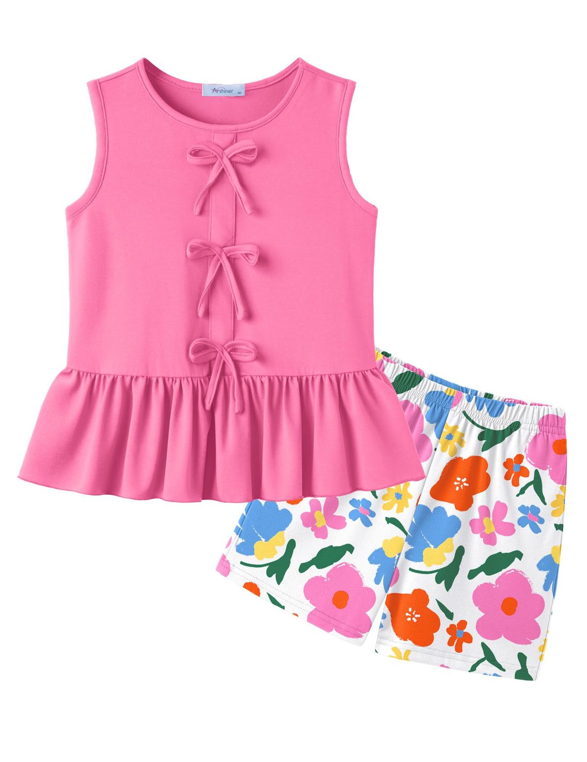 Arshiner Girls Clothes Summer 2 Piece Outfit Butterfly Knot Tops and Shorts