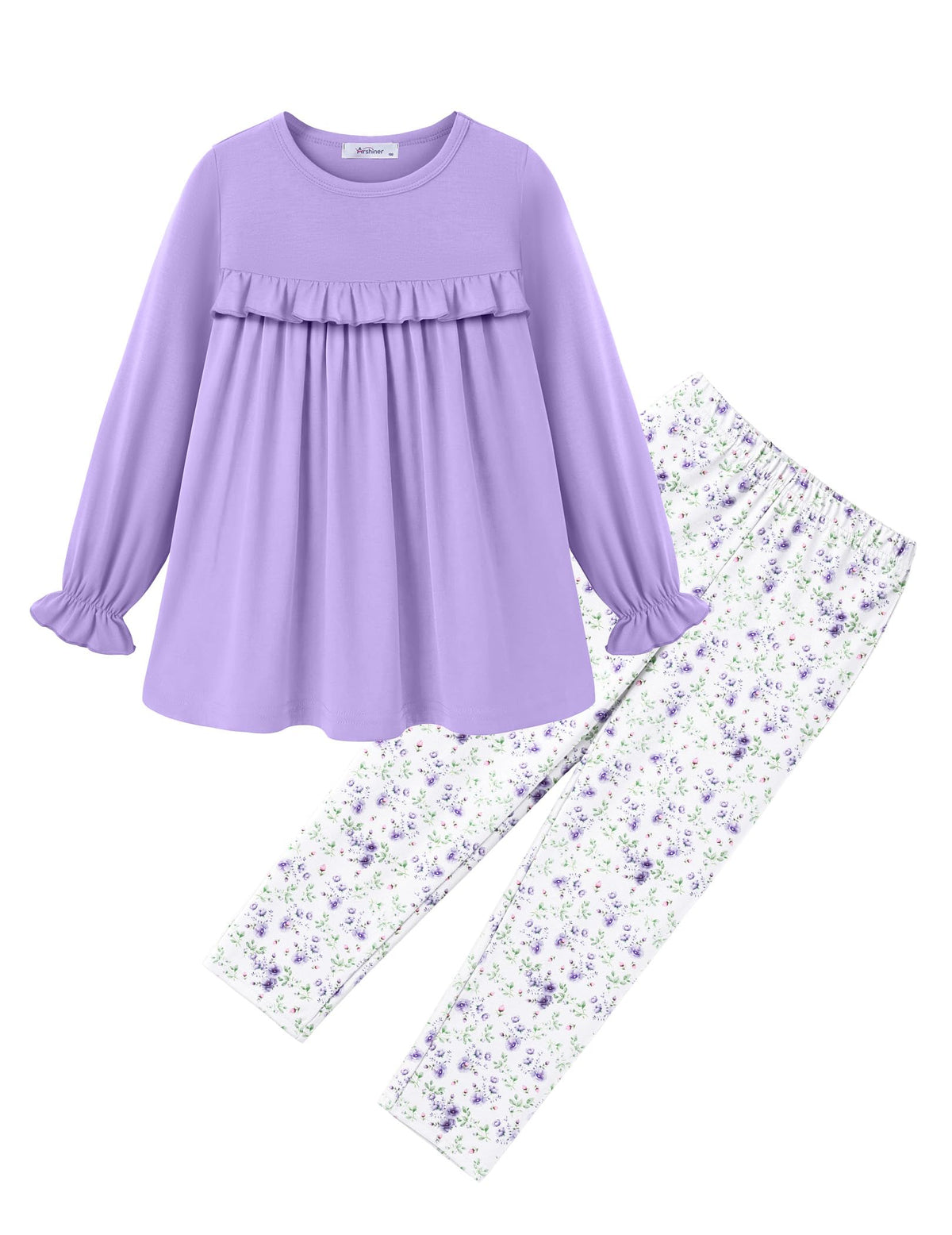 Arshiner Girls 2 Piece Outfits Toddler Fall Ruffle Shirt and Leggings Sets