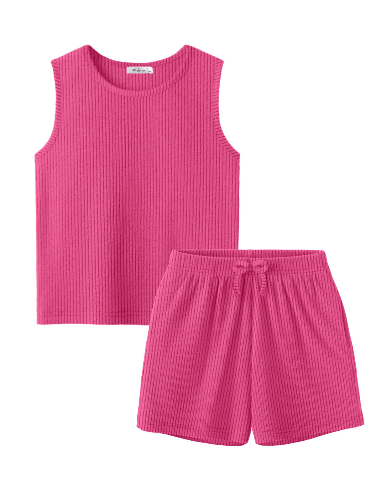 Arshiner Girls Summer 2 Piece Outfits Sleeveless Rib Knit Tops and Shorts