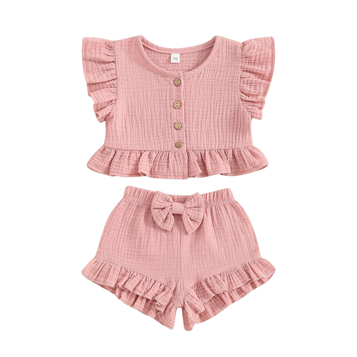 BemeyourBBs Summer Toddler Girl Clothes Baby Girl Ruffle Shirt Shorts Set