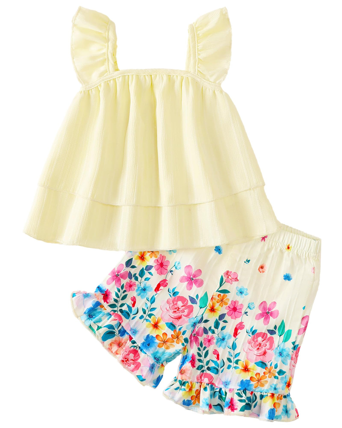 Jecson Toddler Girl Outfits Baby Girl Summer Clothes Sleeveless Ruffle Dress Tops and Shorts Clothing Sets 12M-4Y