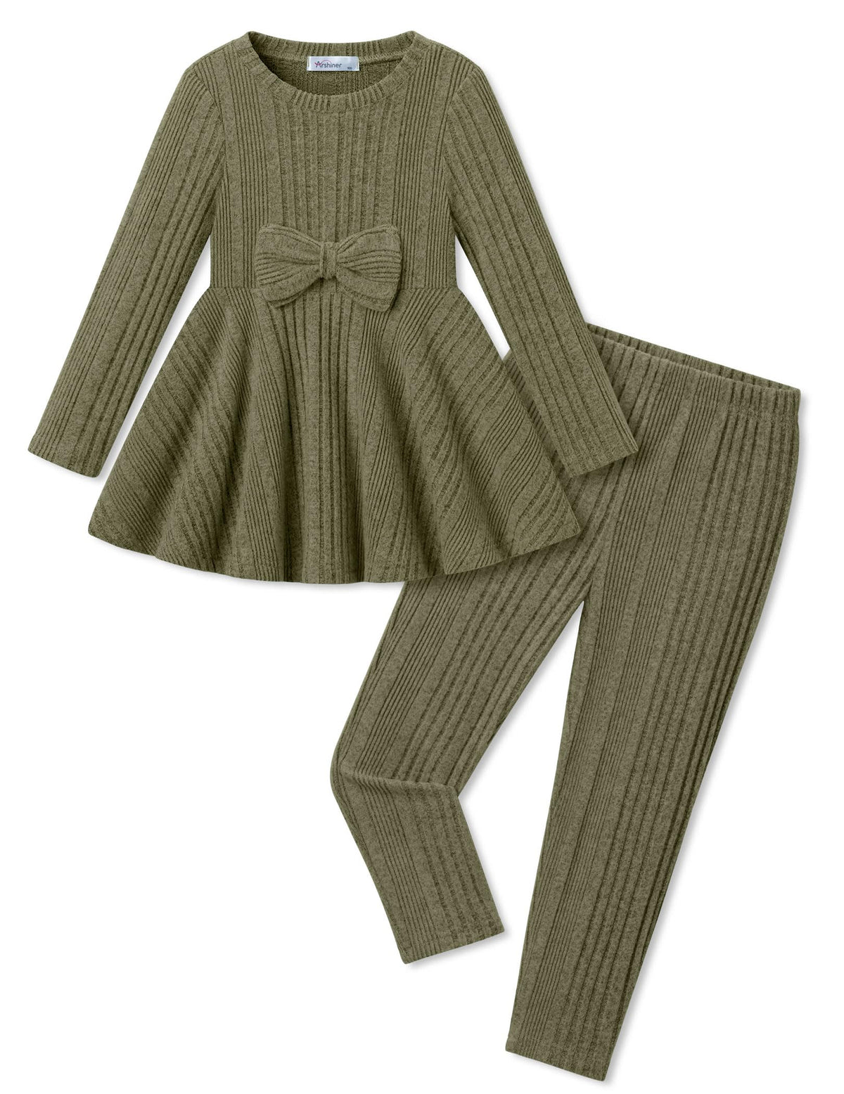 Girls 2 Piece Outfits Ribbed Knit Top and Pant Sets Kids Clothes Dailywear