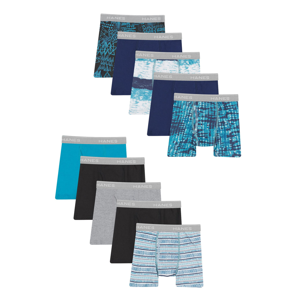 Hanes Boys' Boxer Briefs, Moisture-wicking Underwear for Boys & Toddlers, Assorted, 10 Or 12 Pack