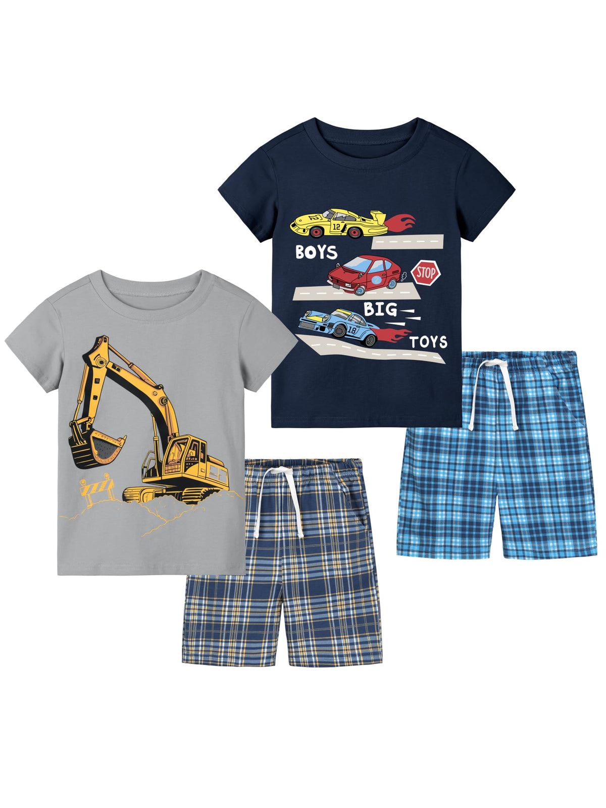 Cooraby Toddler Boys Summer Clothes Outfits Kids Cotton Short Sleeve Shirt Shorts 4 Pieces Set Toddler Boys short sets 2-5T