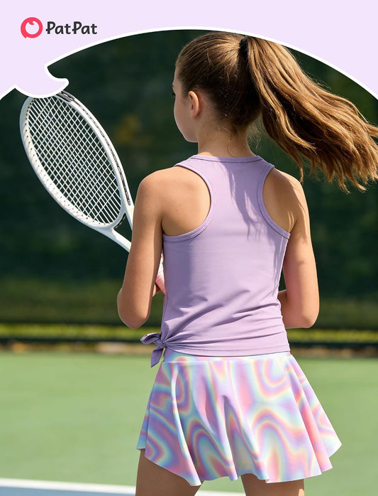 PATPAT Girls Skirt Athletic Sets Summer Outfits with Hair Ties 3-13 Years