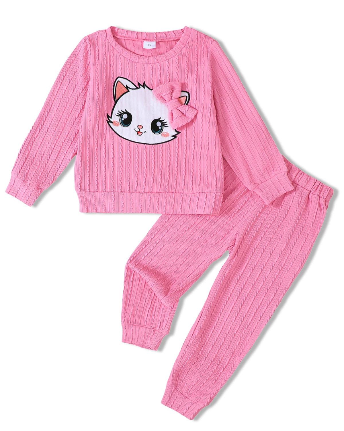 Jecson Toddler Girl Fall Clothes: Soft Outfits Set Embroidered Knit Top & Sweatpants 2Pcs Cute Home Outdoor 2-8Y
