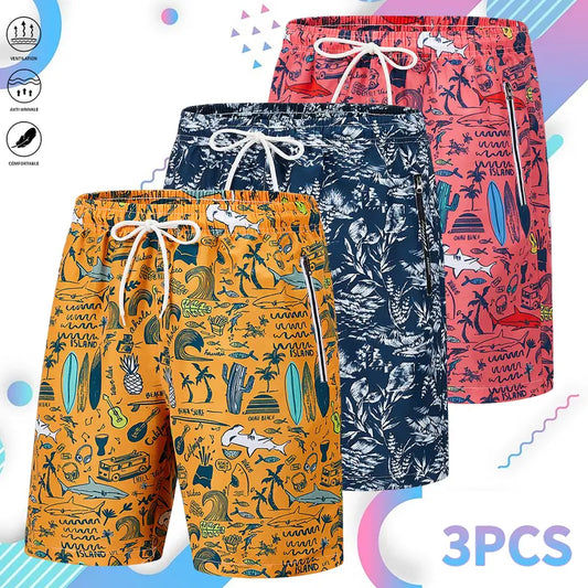 Men's 3-Pack Athletic Shorts - Bold Multi-Colored, Breathable Cool Summer Bottoms for Home, Daily Wear (Size XL), Bold Multi-Colored Men's Shorts