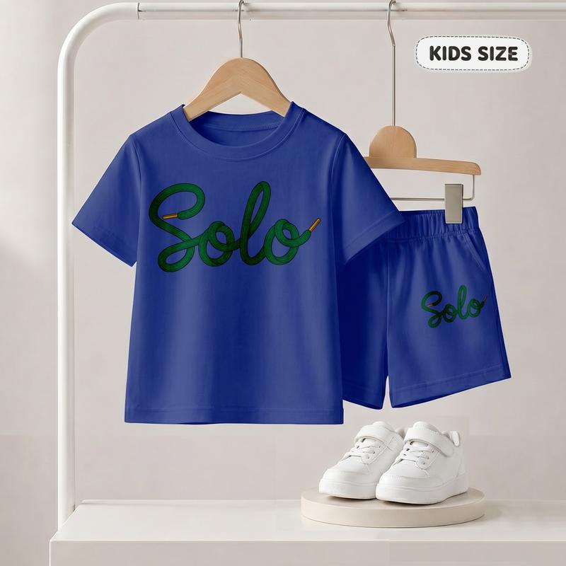 Boys’ Trendy Letter Graphic T-Shirt & Shorts Set, Simple Summer Casual Outfit, Lightweight Comfortable Kids Clothing for School Days, Outdoor Play and Daily Activities