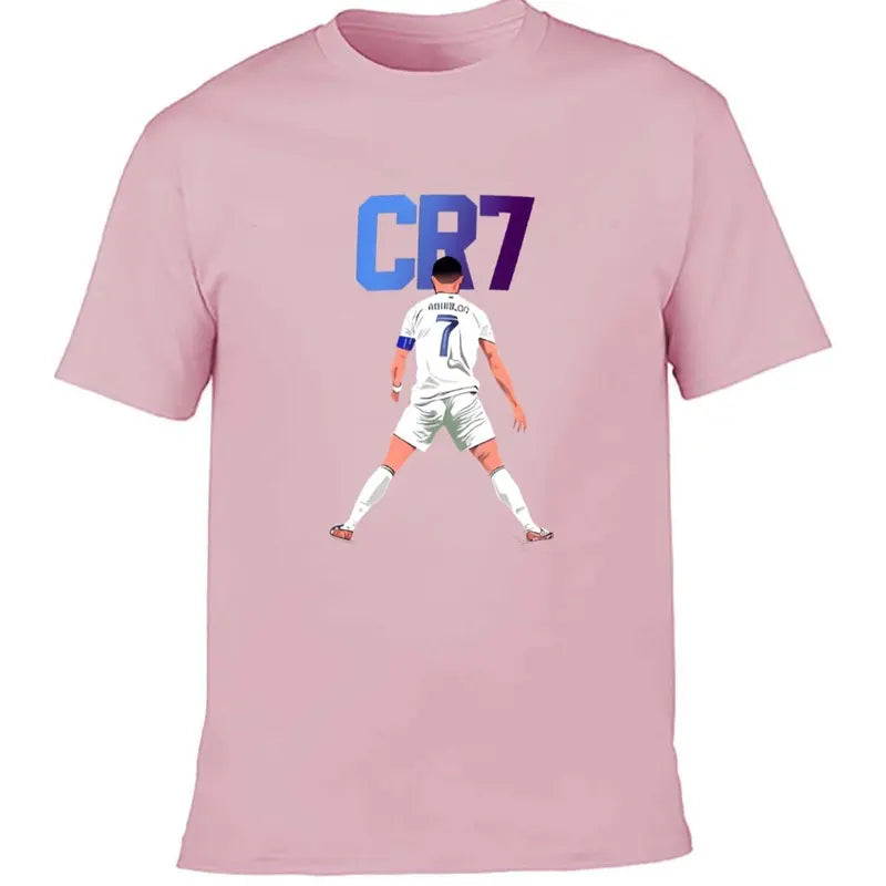 [Football Style T-Shirt] Boys'  Casual Short Sleeve T-Shirt ,CR7 Soccer Graphic Print   - Lightweight Breathable Training Top with Stretch Fabric,   Machine Washable Youth Sports Apparel for Everyday & Outdoor Play Best Gift for Boys and Girls