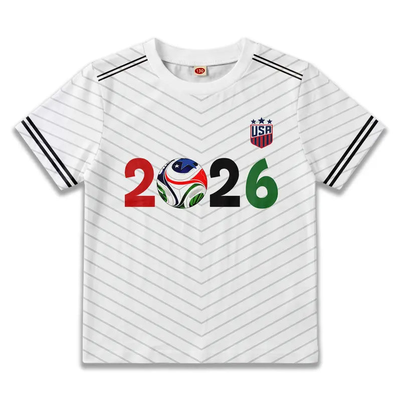 Kids Soccer T-shirt Boys Girls Summer Tee Sport Fans Casual Top Country Graphic Print Tshirt Graphic Printed Tees Cool Graphic Tee