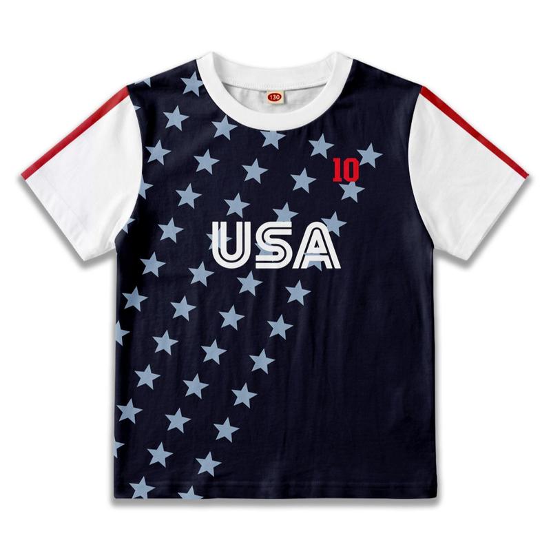 Kids Soccer T-shirt Boys Girls Summer Tee Sport Fans Casual Top Country Graphic Print Tshirt Graphic Printed Tees Cool Graphic Tee