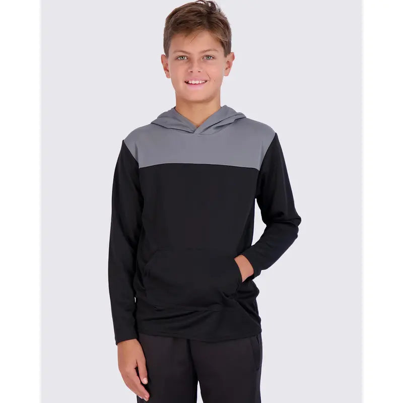 Real Essentials 3 Pack: Youth Mesh Long Sleeve Pullover Hoodie Active Sweatshirt - Kangaroo Pocket - Boys & Girls