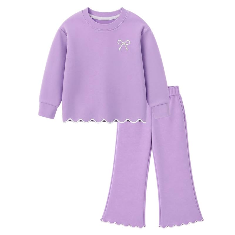 HILEELANG Girls Outfit Set 2 Piece Sweatshirt Top with Flare Pants