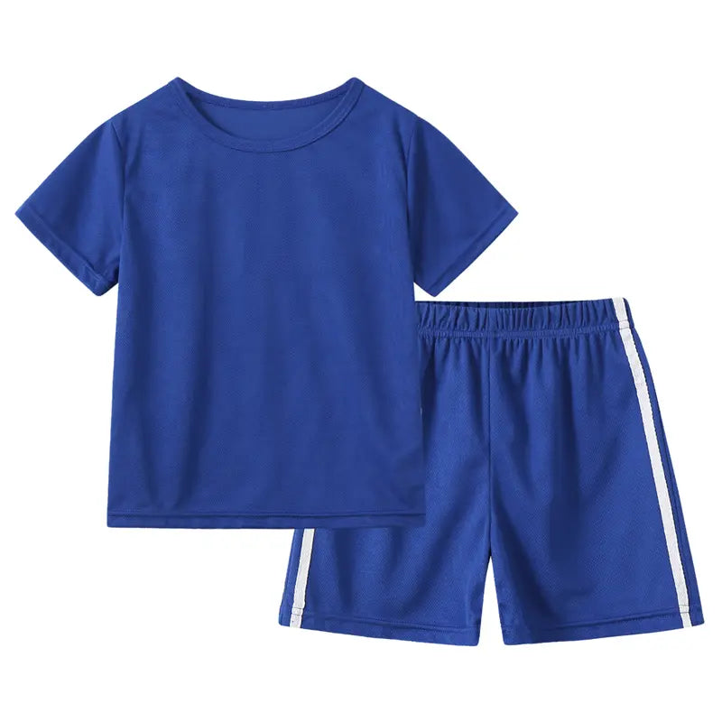 #SummerVibes Boys' 6-Piece Sporty Chic Summer Outfit Set, Kids Clothing Boys, Elastic Loose Cut Solid Color Short Sleeves & Casual Wear Shorts, Boys Clothing, Elastic Waist