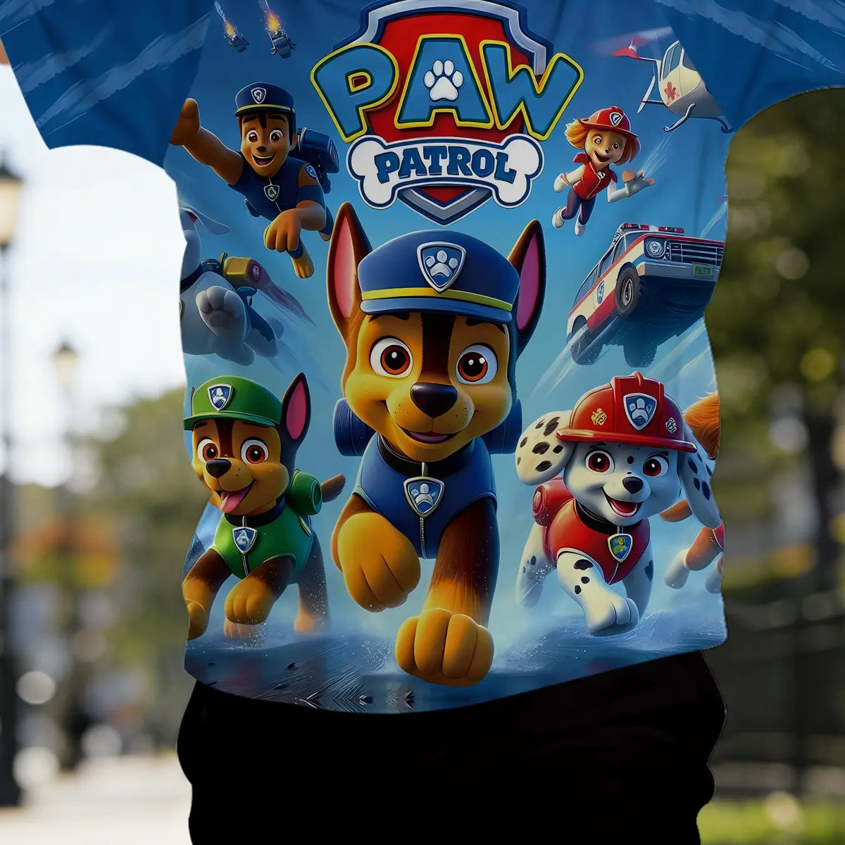 Paw Patrol Digital Print T-shirt, Character Print Shirt, Cartoon Print Tee, Digital Print Infant & Toddler Short Sleeve Set, T-shirt for Daily & Outdoor Activities, Toddler Graphic Tees, 100% Polyester, Perfect Gift for Infants & Toddlers!
