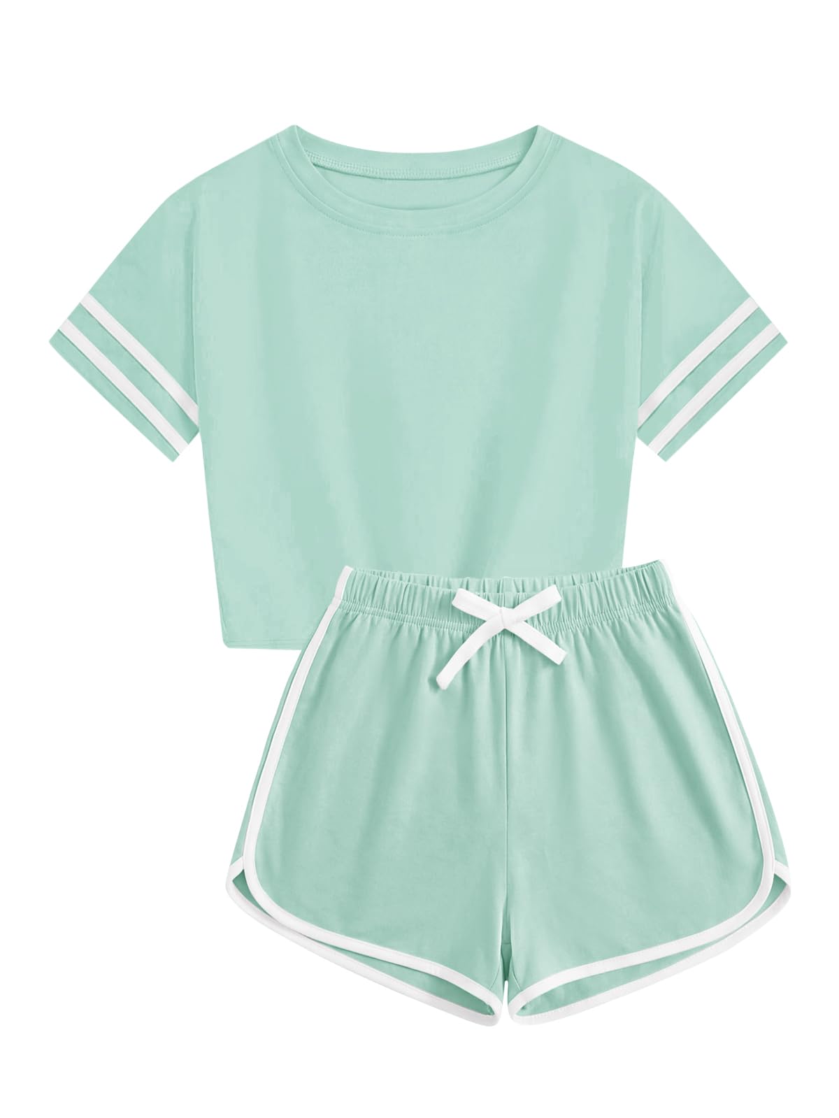 Haloumoning Unisex Girls Boys 2 Piece Outfits Crop Tops and Shorts Set
