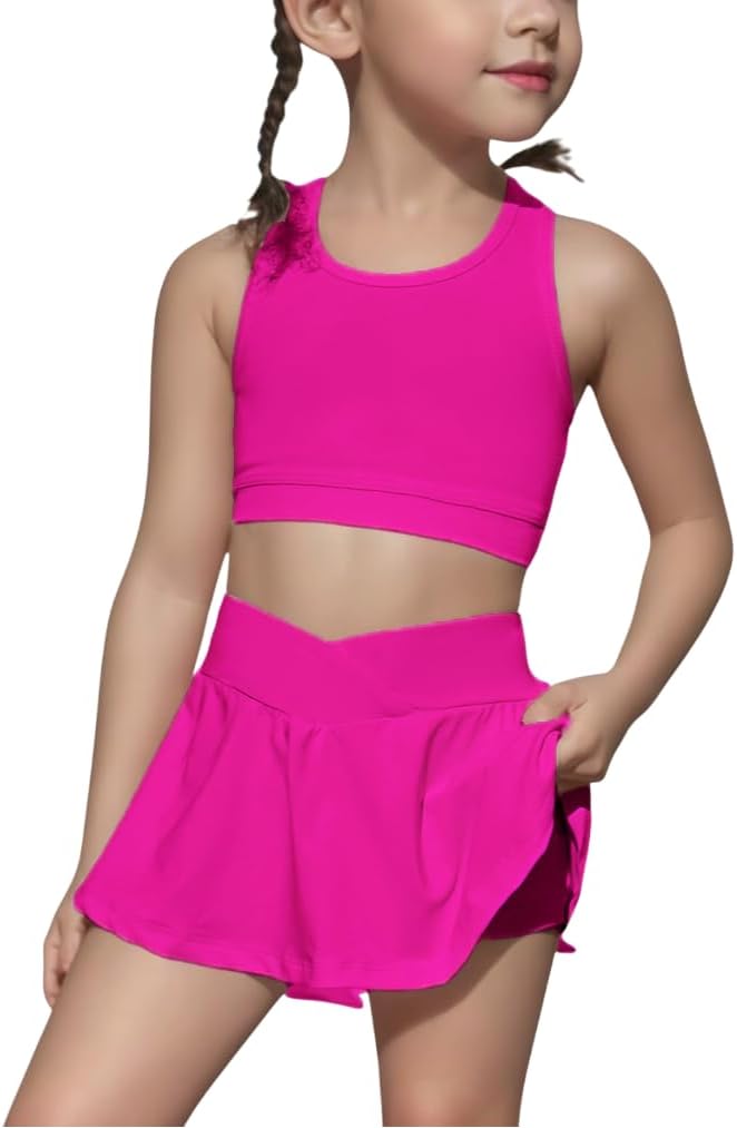 SOLY HUX Toddler Girl's 2 Piece Workout Set Top and Skorts Athletic Outfits