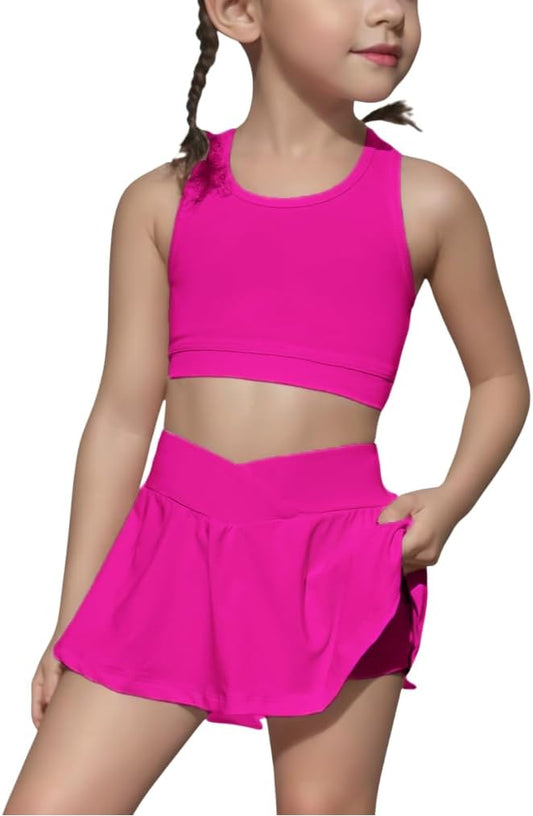 SOLY HUX Toddler Girl's 2 Piece Workout Set Top and Skorts Athletic Outfits