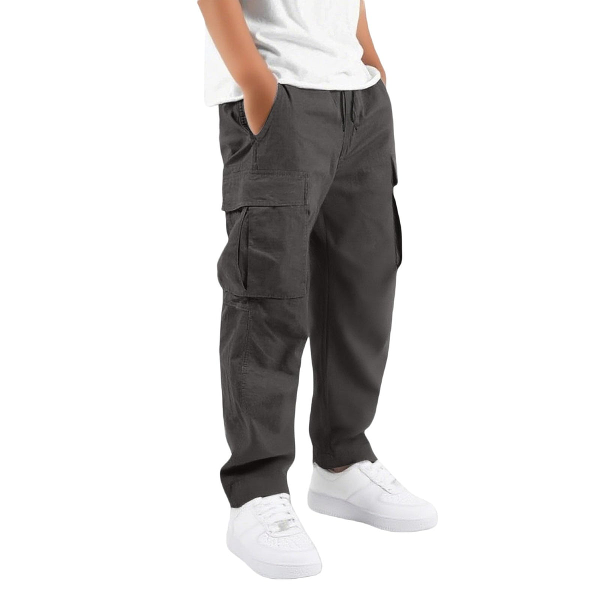 Boys Cargo Pants Kids Baggy Hiking Jogger School Uniform Pants 5-16 Years