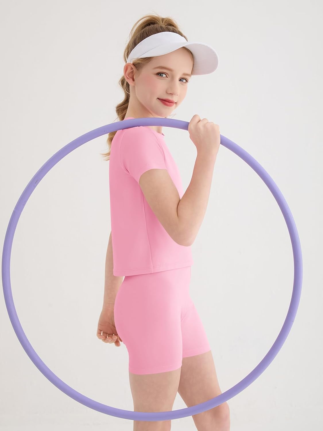 Haloumoning Girls 2 Piece Outfits Kids Athletic T-Shirts & Shorts Set