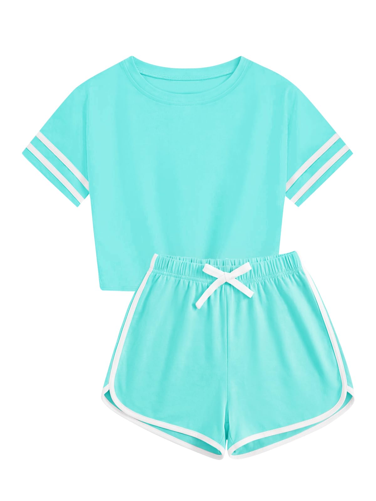 Haloumoning Unisex Girls Boys 2 Piece Outfits Crop Tops and Shorts Set