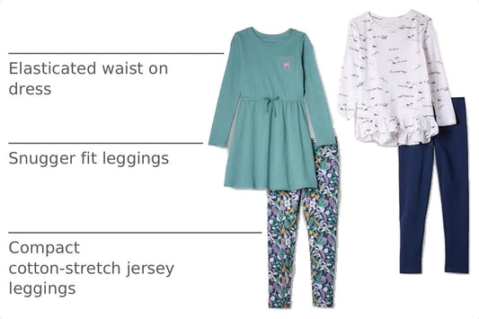 Amazon Essentials Girls and Toddlers' Long-Sleeve Ruffle Hem Outfit Sets with Bowknot Design
