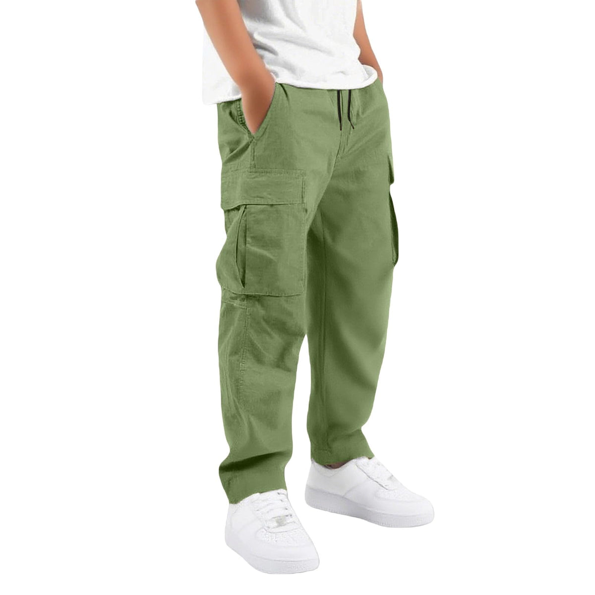 Boys Cargo Pants Kids Baggy Hiking Jogger School Uniform Pants 5-16 Years