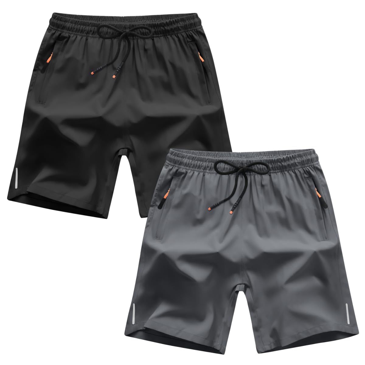 Boys Shorts Quick Dry Athletic Running Shorts with Zipper Pockets