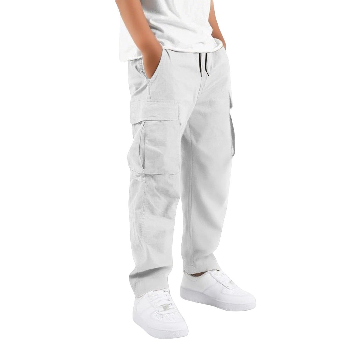 Boys Cargo Pants Kids Baggy Hiking Jogger School Uniform Pants 5-16 Years