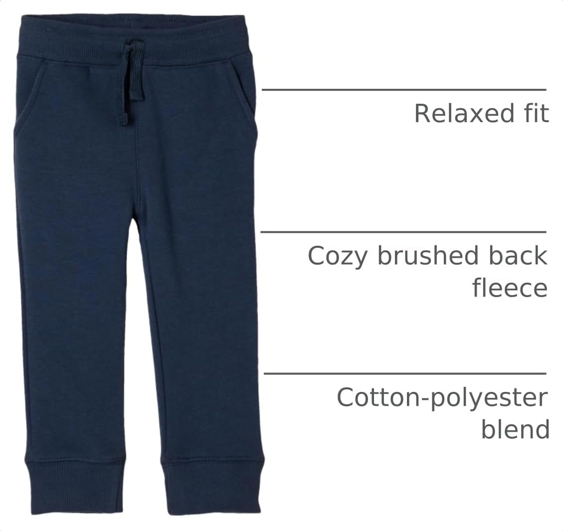 Amazon Essentials Boys and Toddlers' Fleece Jogger Sweatpants with Elastic Waist and Drawstring, Multipacks
