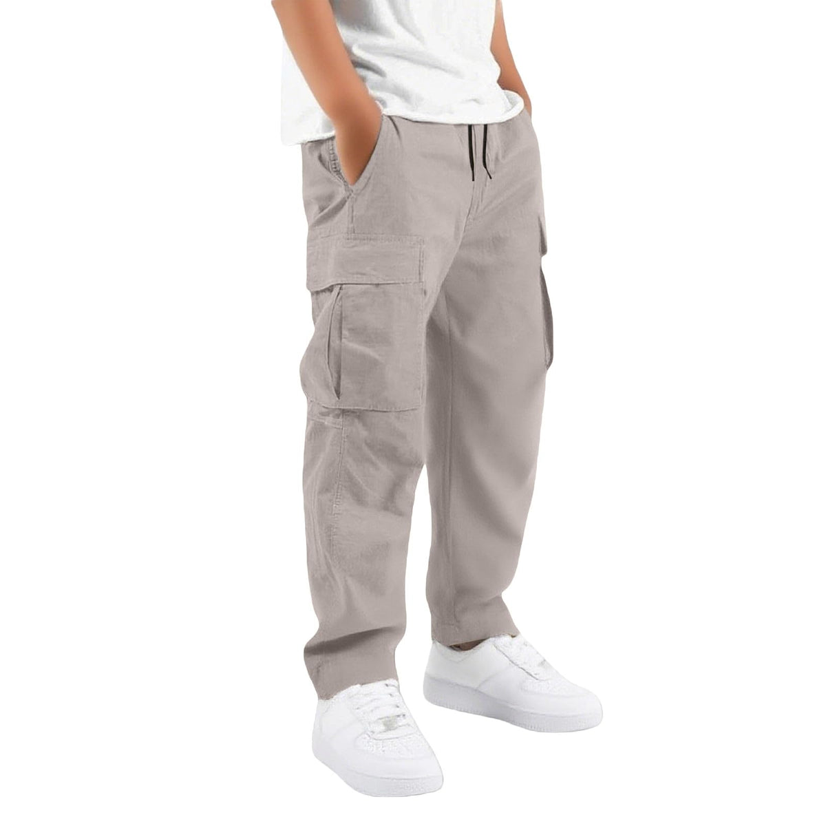 Boys Cargo Pants Kids Baggy Hiking Jogger School Uniform Pants 5-16 Years