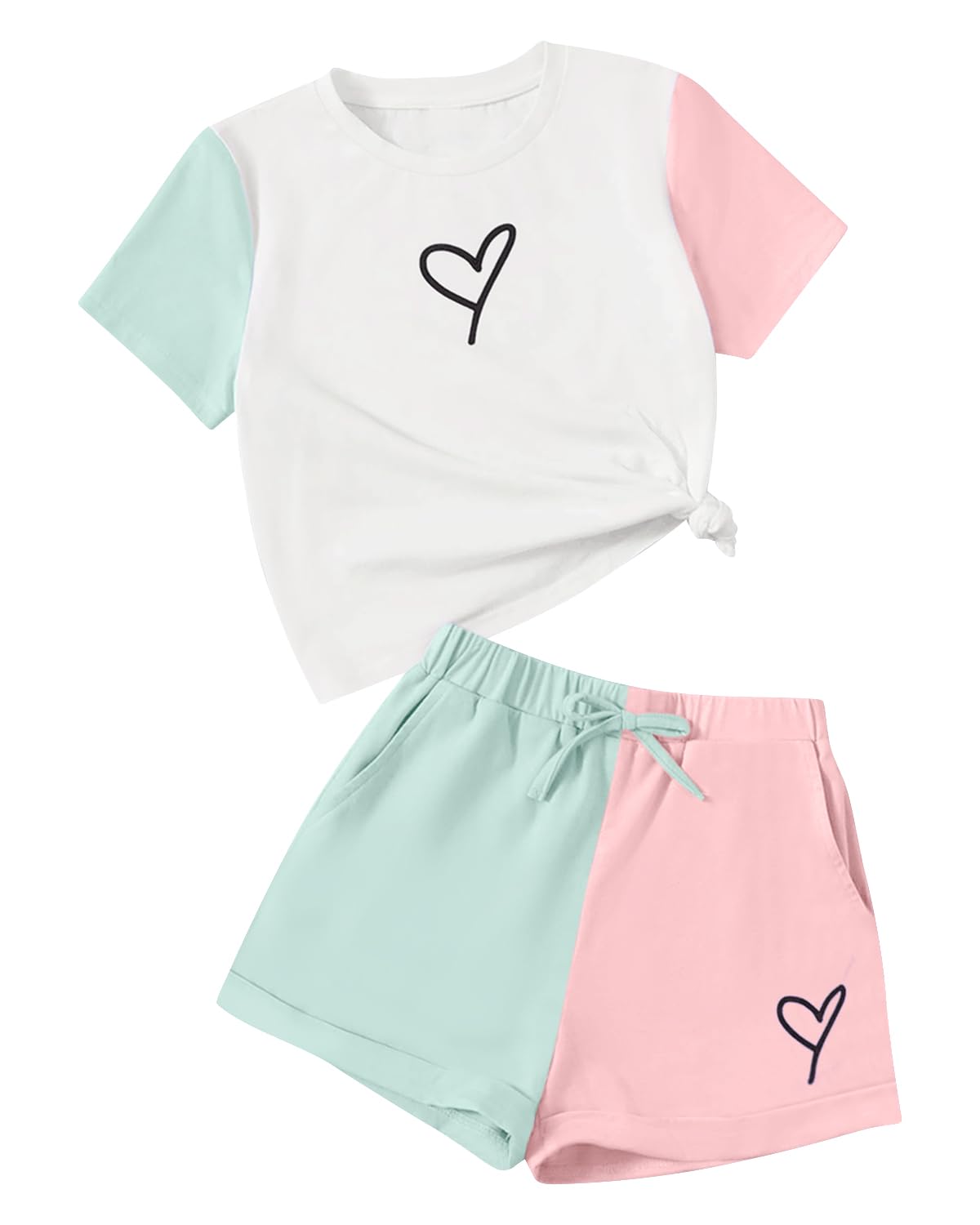 Cakaner Toddler Kids Girl Clothes Floral Letter Graphic Top + Shorts 2PC Girls Summer Short Set