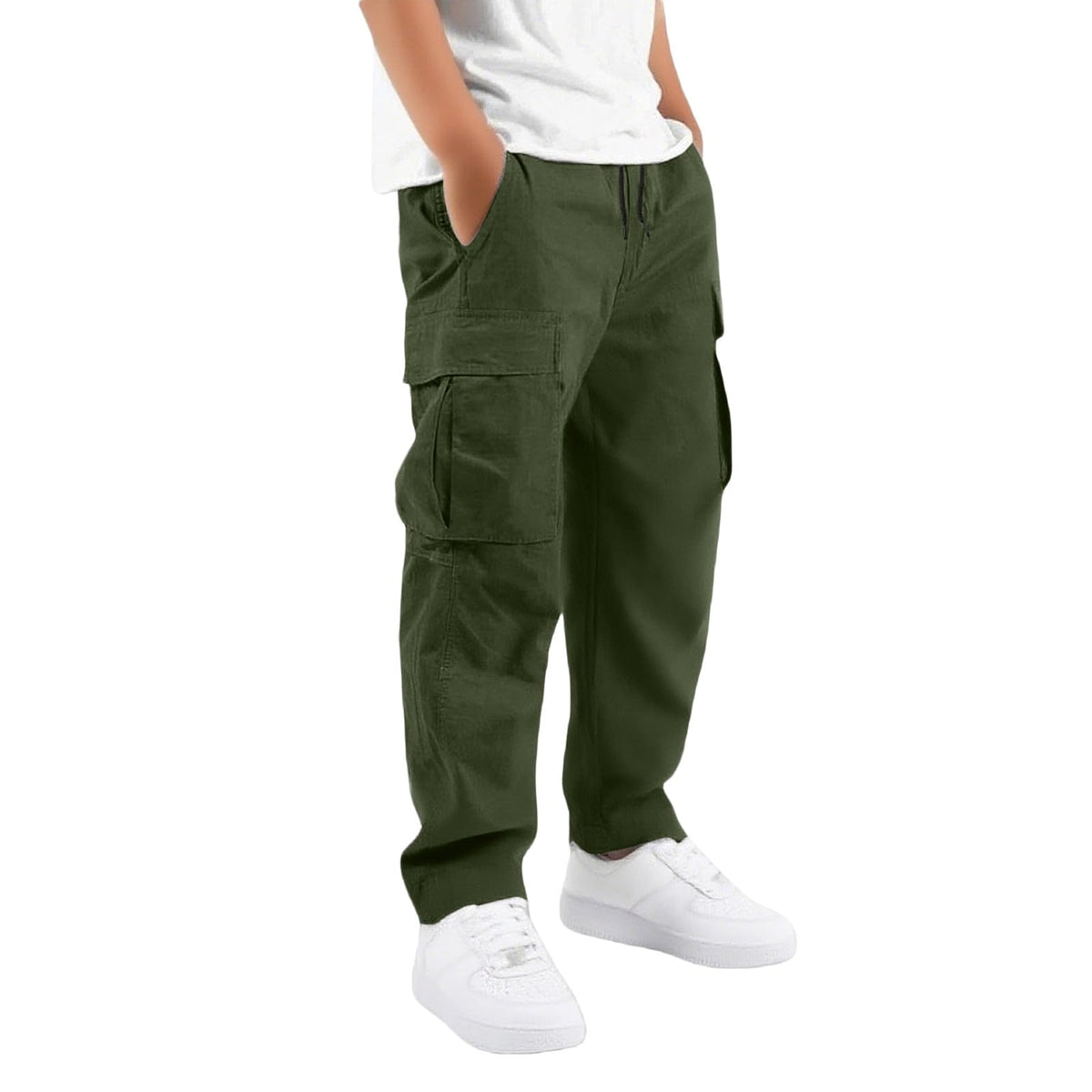 Boys Cargo Pants Kids Baggy Hiking Jogger School Uniform Pants 5-16 Years