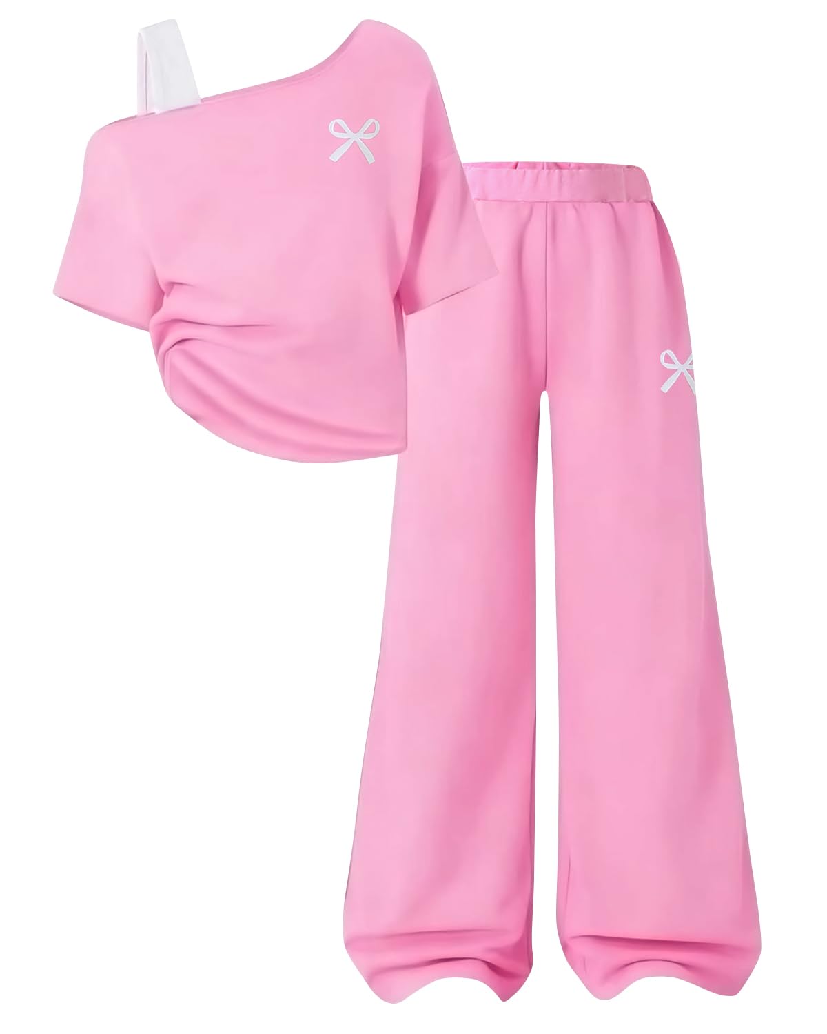 Teen Girls Clothes Off the Shoulder Top and Wide Leg Pants Matching Outfit Set with Pockets Size 7-16