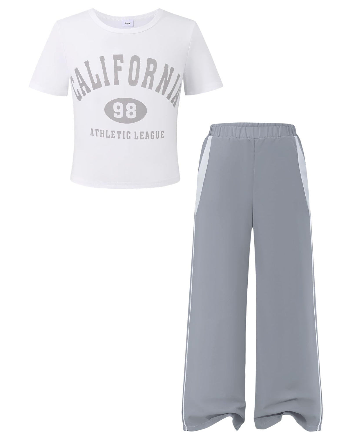YOURUIKEY Girls 2 Piece Outfits Short Sleeve Shirts & Sweatpants Set with Pockets Summer Clothes Sweatsuit Size 7-14Y