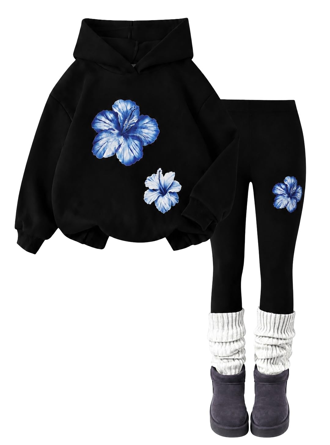 Yoxindax Girls Sweat Set Sweatshirt & Sweatpants Fall Winter Tween Clothes