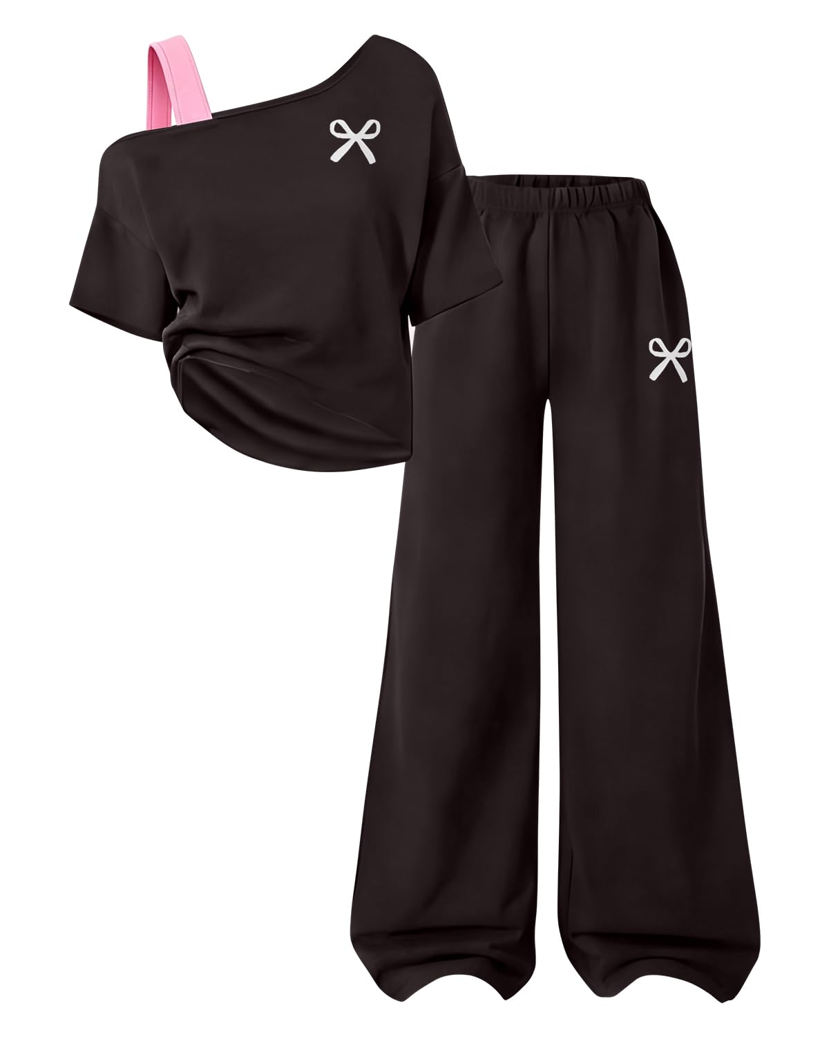 Teen Girls Clothes Off the Shoulder Top and Wide Leg Pants Matching Outfit Set with Pockets Size 7-16