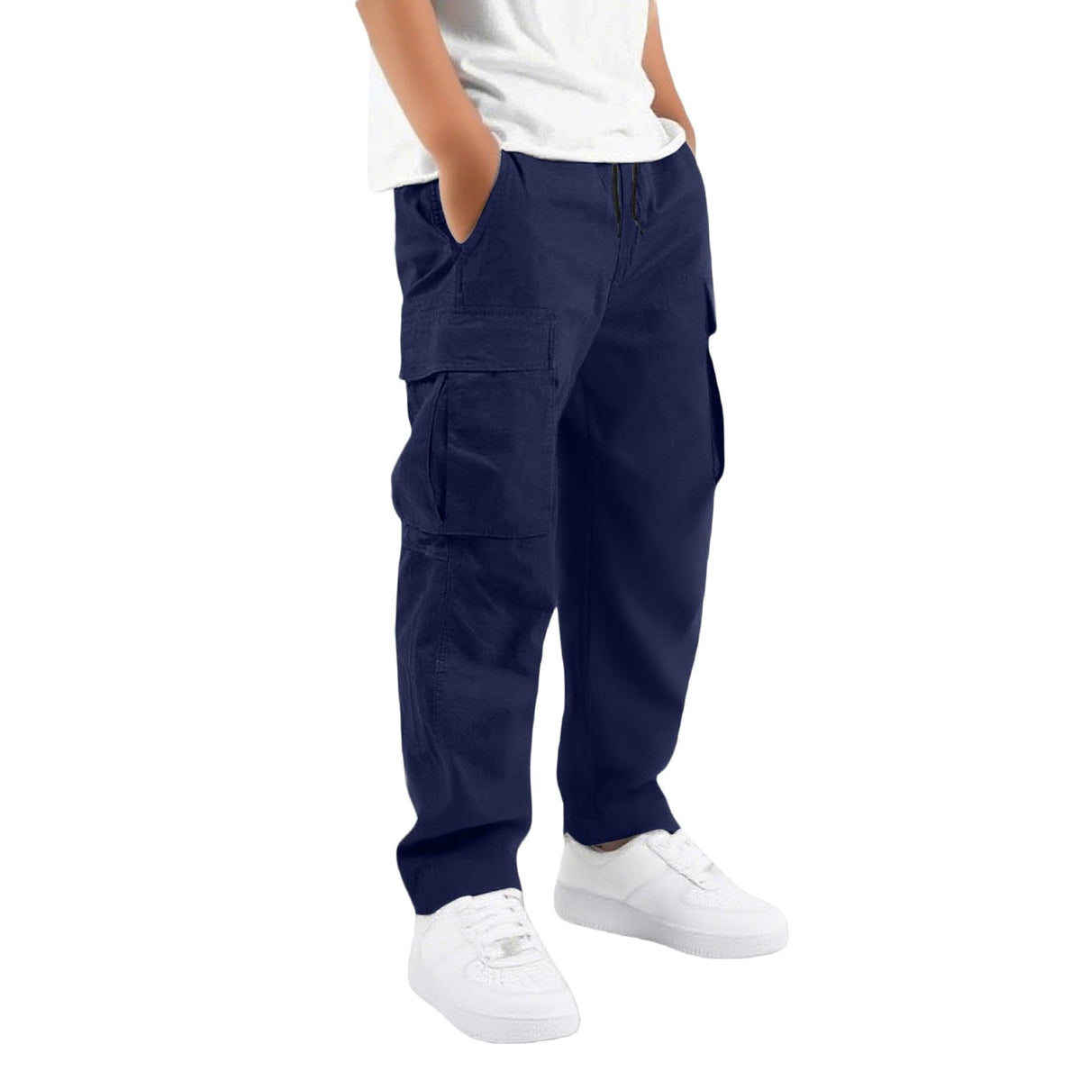 Boys Cargo Pants Kids Baggy Hiking Jogger School Uniform Pants 5-16 Years