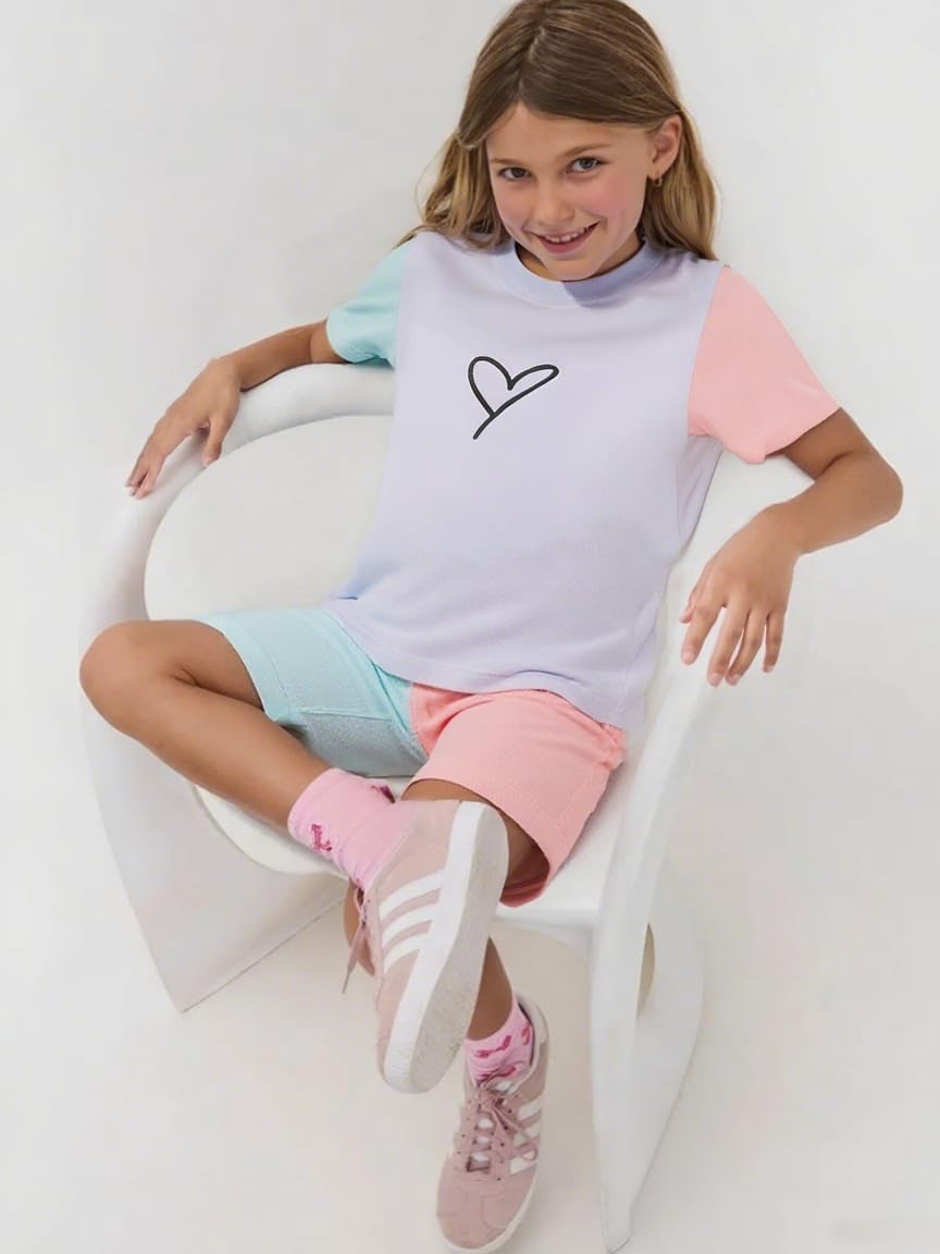 Cakaner Toddler Kids Girl Clothes Floral Letter Graphic Top + Shorts 2PC Girls Summer Short Set
