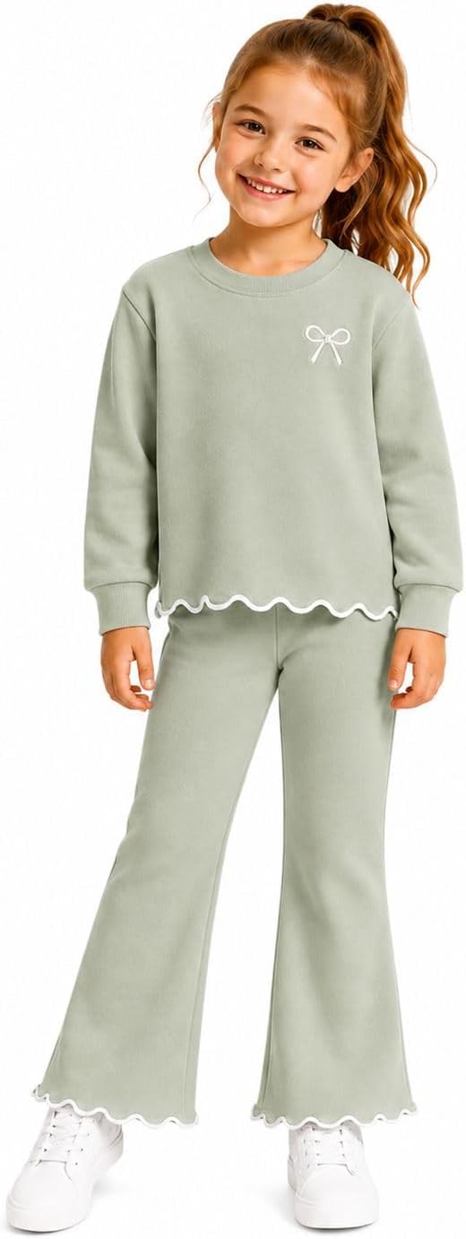 HILEELANG Girls Outfit Set 2 Piece Sweatshirt Top with Flare Pants